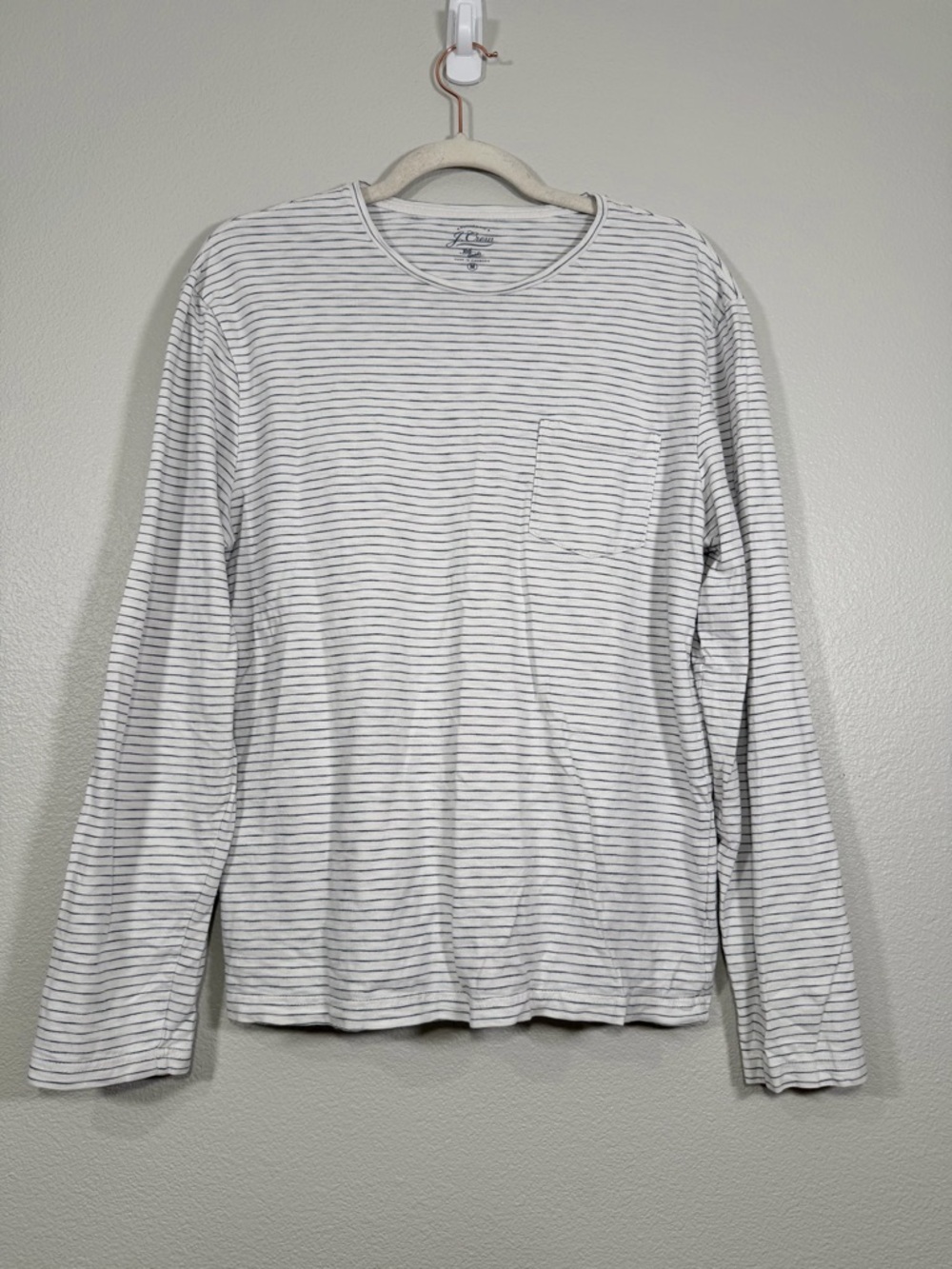 J. Crew Shirt Long-Sleeve Tee Stripe White Black 100% Cotton Knit Top Women M